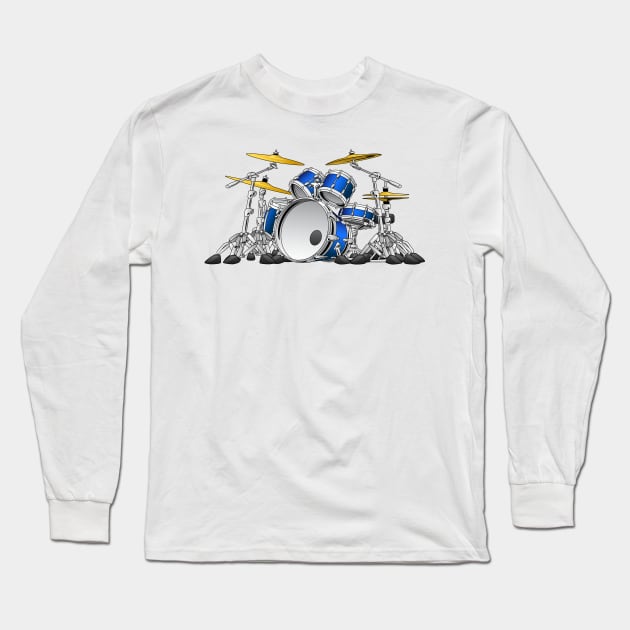 5 Piece Drum Set Cartoon Long Sleeve T-Shirt by hobrath